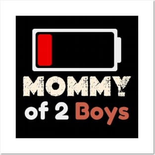 Mom of 2  Boys Shirt Gift from Son Mothers Day 2024 Birthday Women Posters and Art